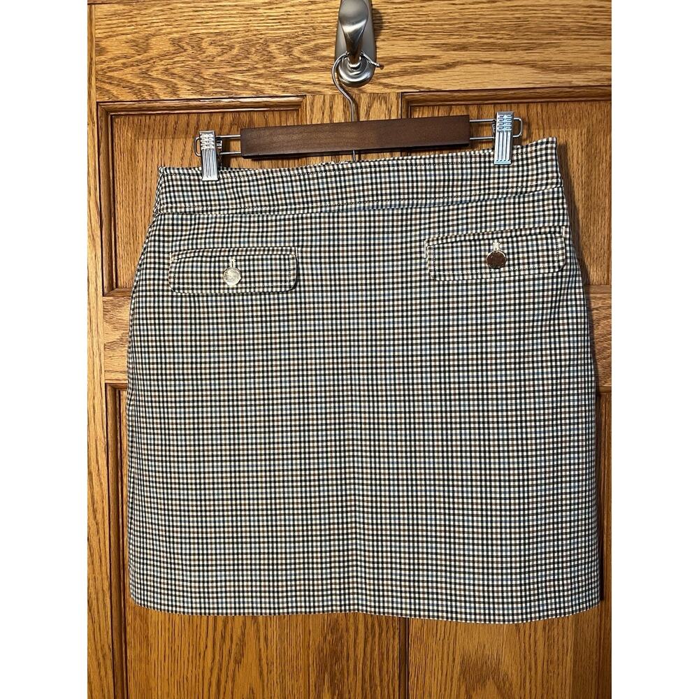 LOFT Petite 8P Fall 2020 Plaid Mini Skirt Wool Blend Lined Career Brown Blue